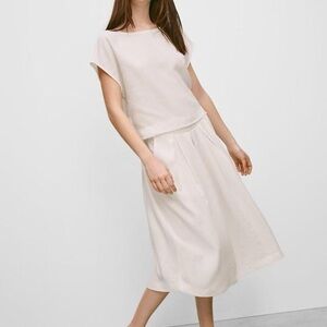 Wilfred light Tan Midi Pleated A-Line Skirt
